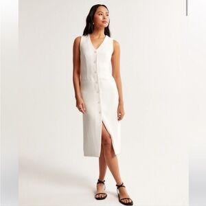 Abercrombie & Fitch White Button-Down Mara Midi Dress